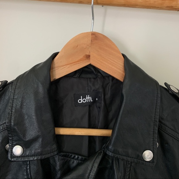 Dotti Black Faux Leather Motorcycle Style Jacket - Picture 4 of 8